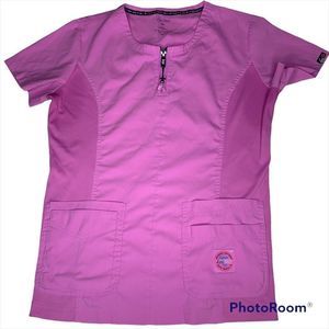 Koi Lite Scrub Top Serenity Double Zipper Size Medium